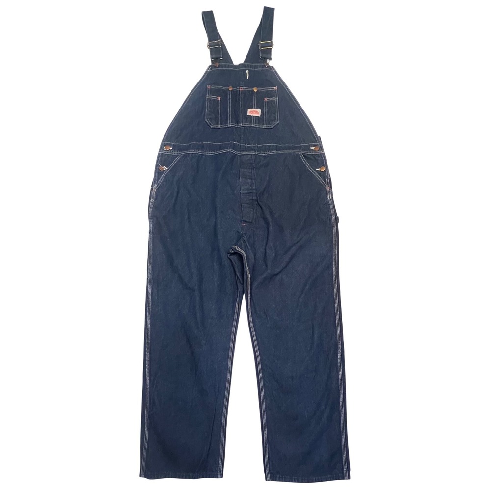 Round House Men's Blue Denim Utility Workwear Bib Overalls Made in USA 48x30